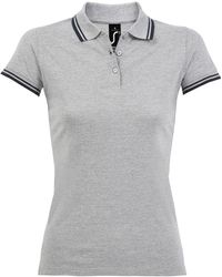 Sol's - Ladies Pasadena Tipped Short Sleeve Pique Polo Shirt (Heather/ - Lyst
