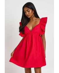 Boohoo - Ruffle Shoulder Open Back Mini Dress - Lyst