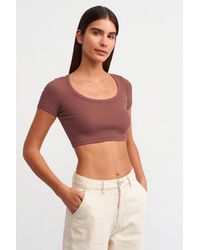Dilvin - Ribbed Crop T-Shirt - Lyst