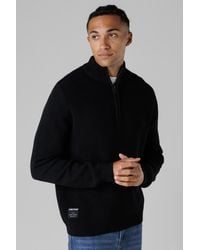 Firetrap - Cotton Rich Half Zip Funnel Neck Jumper - Lyst