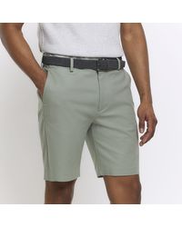 River Island - Chino Shorts Slim Fit Belted Material_Cotton - Lyst