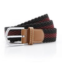 Asquith & Fox - Two Colour Stripe Braid Stretch Belt /Burgundy) - Lyst
