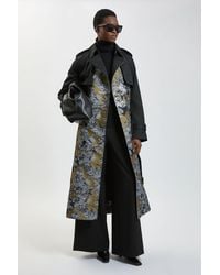 Karen Millen - Jacquard Mix Trench Coat - Lyst