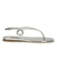 Casadei - Zilveren Kalfskleder Bos Taurus Platte Sandalen - Lyst