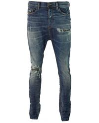 DIESEL D-vider-sp4 Printed Cotton Denim Jeans in Blue for Men | Lyst UK