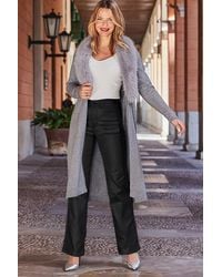 Sosandar - Light Faux Fur Collar Longline Cardigan - Lyst