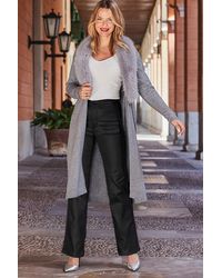 Sosandar - Light Faux Fur Collar Longline Cardigan - Lyst