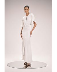 Karen Millen - Viscose Satin Crepe Woven Maxi Dress - Lyst