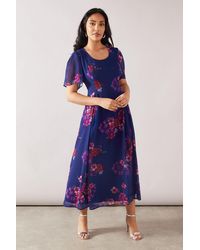 Wallis - Petite Printed Chiffon Midi Dress - Lyst