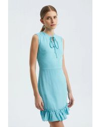 Hiccup - Round Neck Drawstring Ruffle Sleeveless Mini Dress - Lyst
