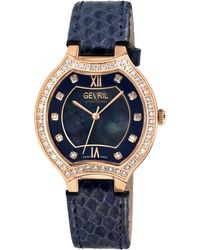 Gevril - Lugano Swiss Diamond Mop Dial Genuine Italian Handmade Leather Watch - Lyst