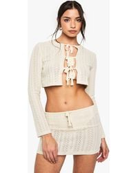 Boohoo - Crochet Tie Detail Top - Lyst