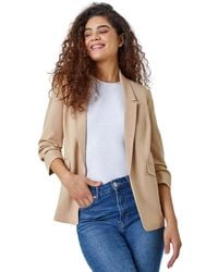 Roman - Ruched Sleeve Stretch Blazer - Lyst