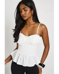 Boohoo - Ruched Bust Poplin Peplum Hem Top - Lyst