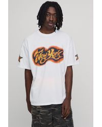 BoohooMAN - Oversized Airbrushed New York Print T-Shirt Cotton - Lyst