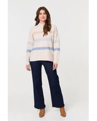 Izabel London - Striped High Neck Boxy Jumper - Lyst