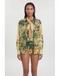 Karen Millen - Beach Tropical Spun Viscose Cover Up Shirt - Lyst