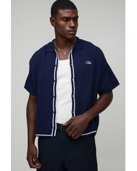 BoohooMAN - Embroided Boxy Fit Border Knitted Shirt - Lyst