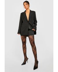 Boohoo - Lace Detail Fishnet Tights - Lyst
