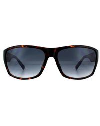 Guess - Wrap Dark Havana Smoke Mirror Sunglasses - Lyst