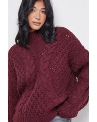 Warehouse - Chunky Cable Knit Roll Neck Jumper - Lyst