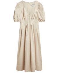 Ted Baker - Tamega Faux Leather Ivory Midi Dress - Lyst