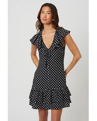 Brave Soul - Polka Dot Mini Dress With Frill Detail - Lyst