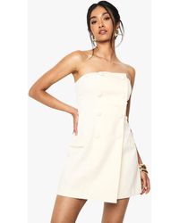 Boohoo - Double Breasted Bandeau Tailored Mini Dress - Lyst