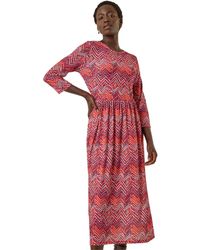 Roman - Zig Zag Print Midi Dress - Lyst