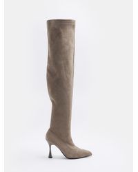 River Island - Over The Knee Boots Heeled Suede - Lyst