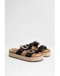 Faith - Daphne Faux Suede Double Boucle Footbed Sandals - Lyst
