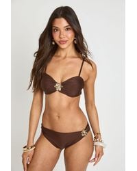 Boohoo - Flower Trim Bandeau Bikini Top And Brief - Lyst