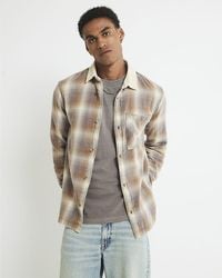 River Island - Shirt Cream Regular Fit Check Ame Saint - Lyst