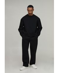 BoohooMAN - Oversized Boxy Crew Neck Scuba Sweatshirt And Straight Leg Tracksuit - Lyst