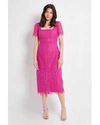 Wallis - Lace Button Midi Dress - Lyst