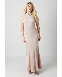 Debut London - By Coast Twist Halterneck Satin Bridesmaids Dress - Lyst