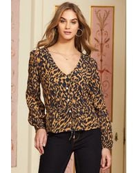 Sosandar - Animal Print Button Front Blouse - Lyst