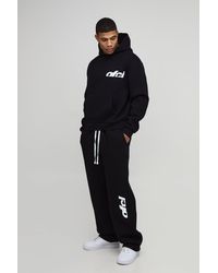 BoohooMAN - Oversized Boxy Ofcl Print Hoodie & Baggy Fit Extended Drawcord Jogger Tracksuit - Lyst