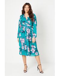 Wallis - Curve Printed Mesh Fit And Flare Midi Dress - Lyst