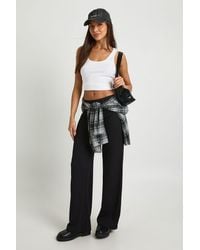 Boohoo - Basic Rib Straight Leg Trouser - Lyst
