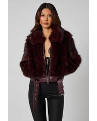 Urban Bliss - Cut Fur Belted Bomber Jacket - Lyst