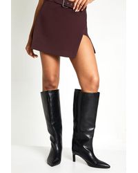 Boohoo - Wide Fit Column Pointed Knee High Heeled Boots - Lyst