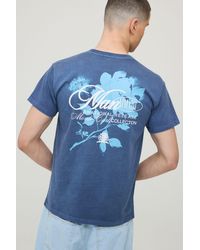 BoohooMAN - Washed Regular Tonal Floral Print T-Shirt Cotton - Lyst