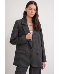 MixRay - Gestreepte Oversized Blazer - Lyst