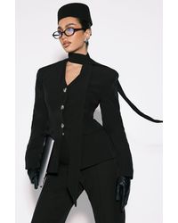 Boohoo - Scarf Detail Cinched Blazer - Lyst