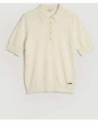 Karen Millen - Viscose Blend Collared Polo Top - Lyst