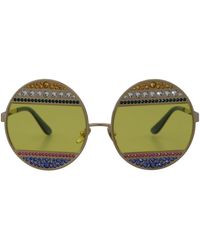 Dolce & Gabbana - Oval-Shaped Metal Sunglasses With Colored Crystals - Lyst