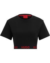 HUGO - Womenss Logo Waistband Cropped T-Shirt - Lyst