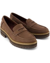 TOMS - Cara Leather Oak Loafers - Lyst