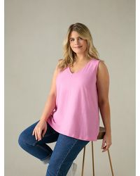 Live Unlimited - Cotton Slub V-Neck Vest Top - Lyst